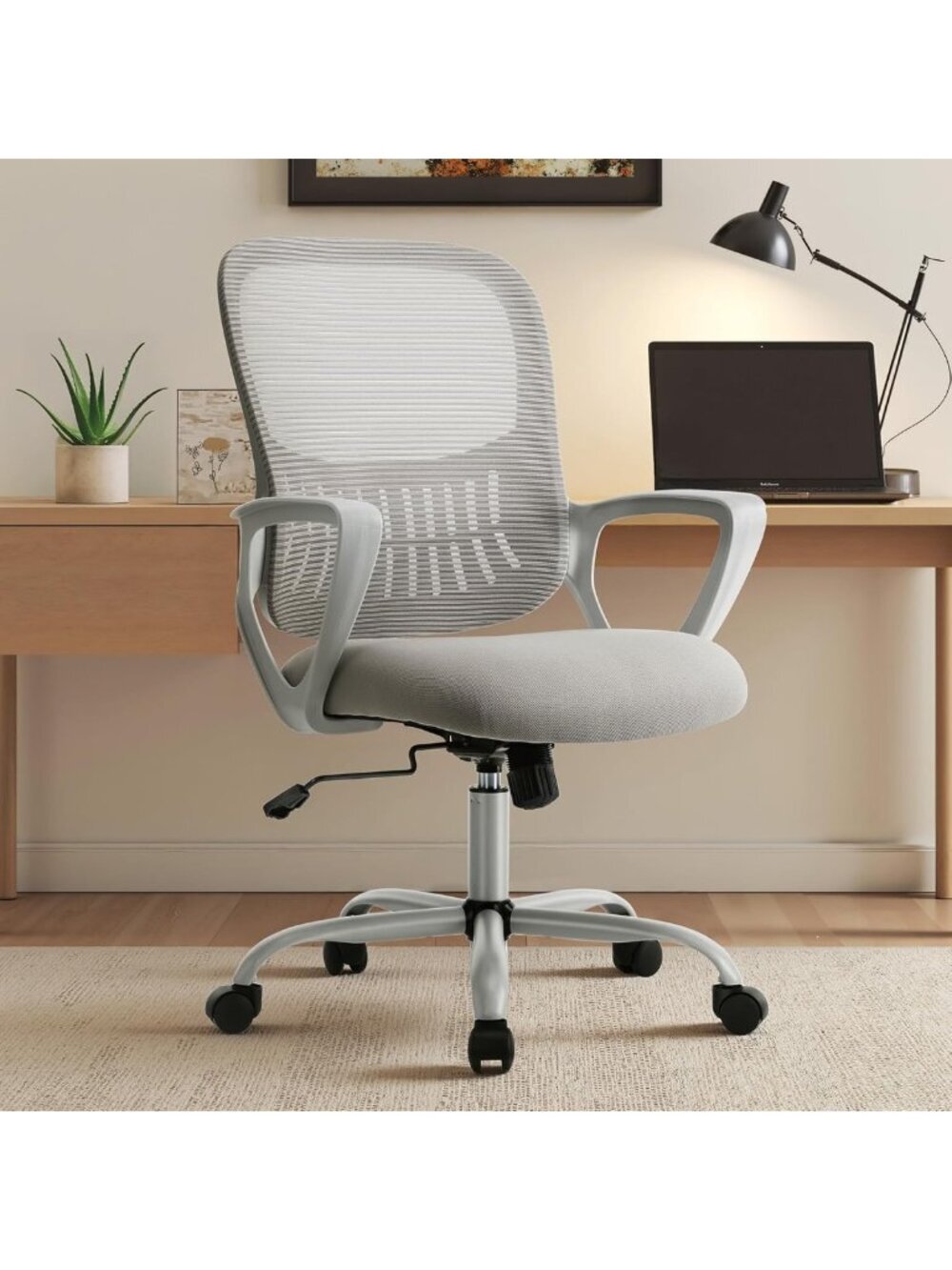 Ergonomic Mid Back Office Chair - Adjustable Swivel Desk Chair with Lumbar